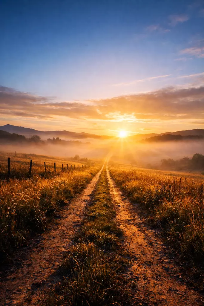 Sunlit path symbolizing hope, healing, and growth