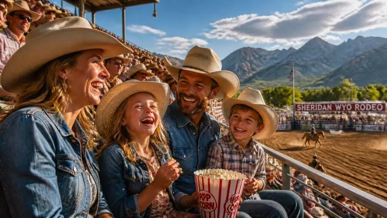 A diverse crowd gathered at the Sheridan WYO Rodeo celebrating community and connection.