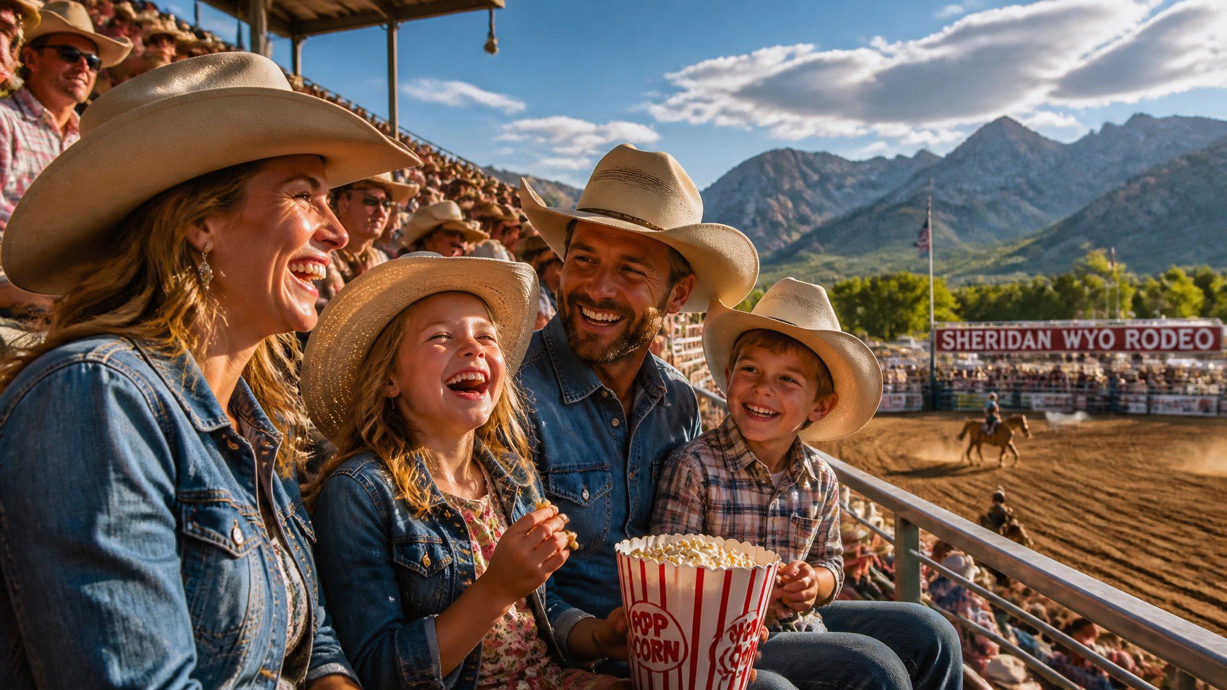 A diverse crowd gathered at the Sheridan WYO Rodeo celebrating community and connection.
