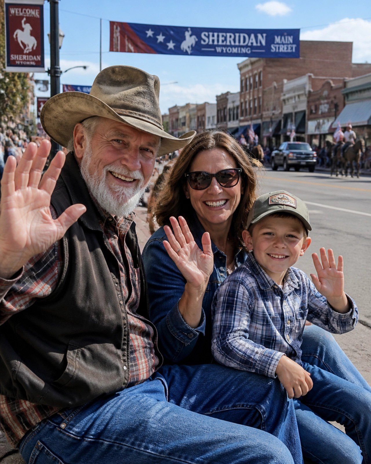 Families enjoying the WYO Rodeo parade