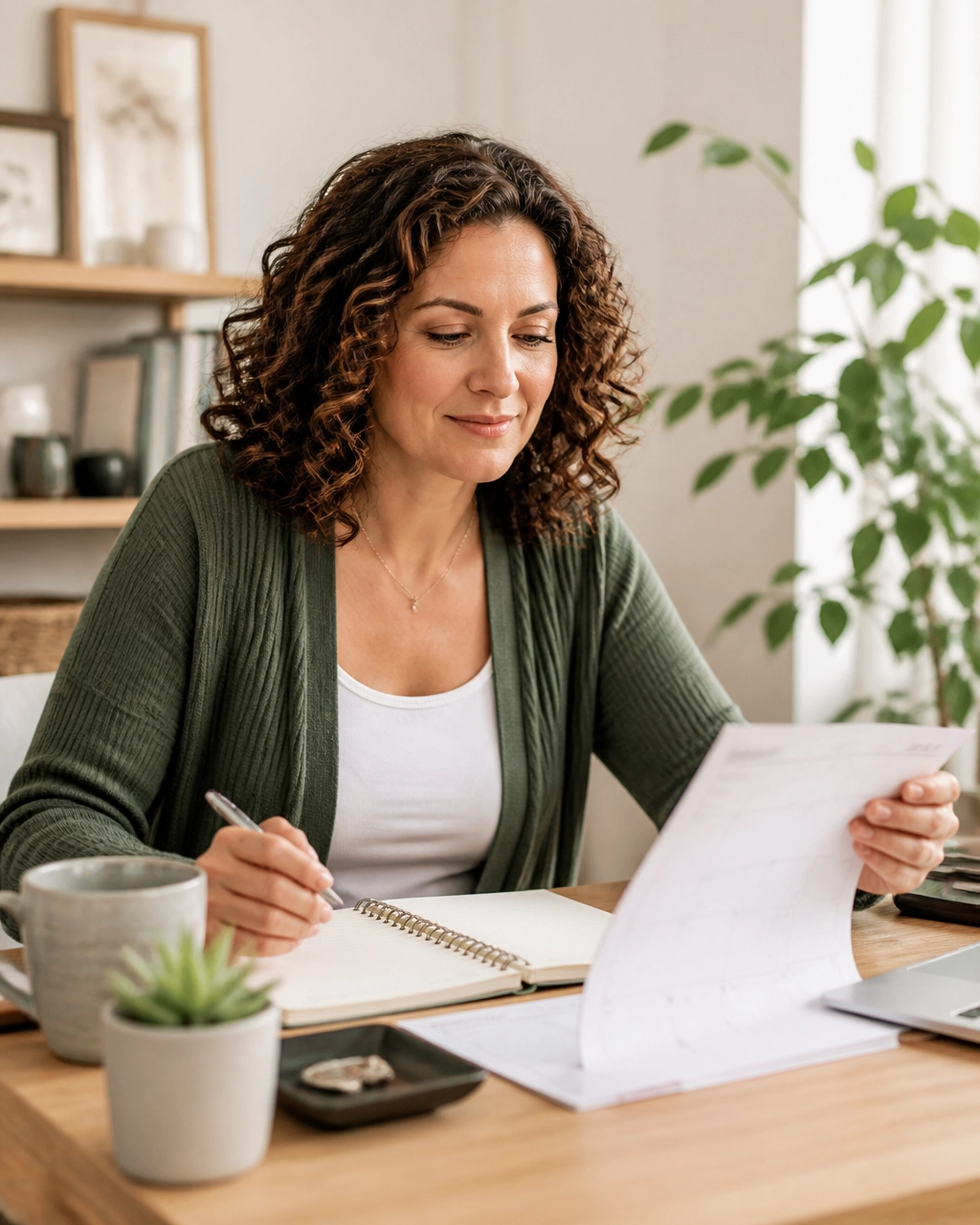 Adult professional reviewing a notebook and calendar while exploring possible ADHD symptoms